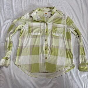 479 C&C California Green White Plaid Button Up Shirt Medium Cozy
